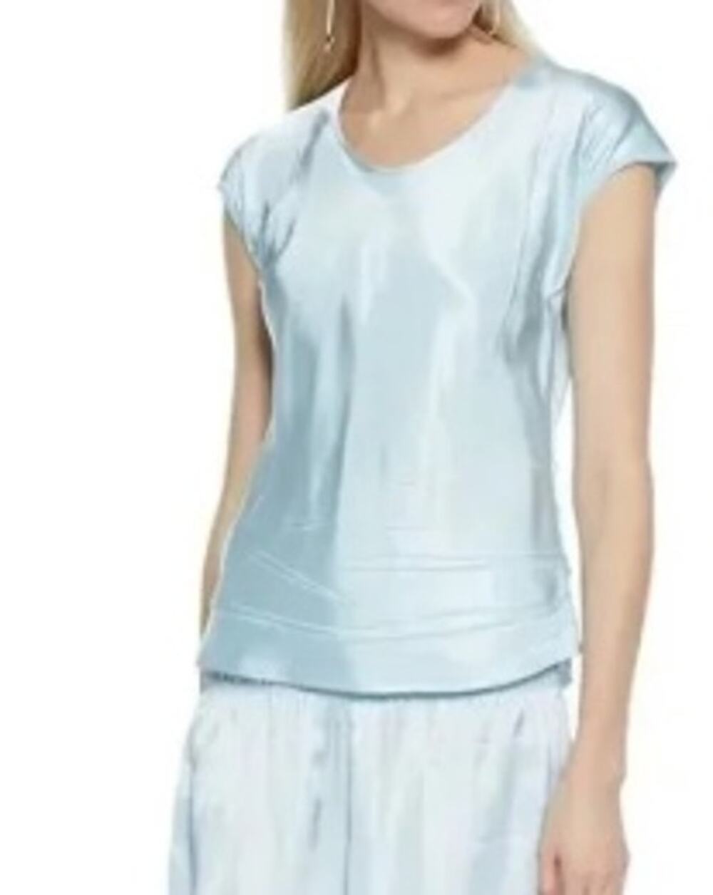 099 NWT Helmut Lang Scoop Neck Bias Satin Top | Lark/Blue | Size XS